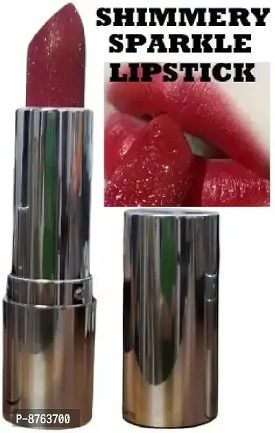 GLITTERY SMUDGE PROOF SHIMMERY SPARKLY FINISH LOOK PIGMENTED LIPSTICK (RED, 3.5 g)-thumb0