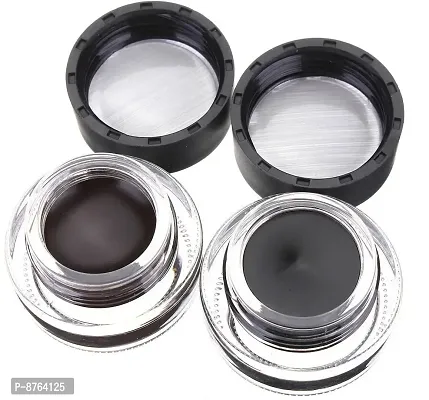 2 in 1 Black  Brown Water Proof  Smudge Proof 24hrs Gel Eyeliner / Kajal 3+3= (Jet Black, Brown, 6 g)