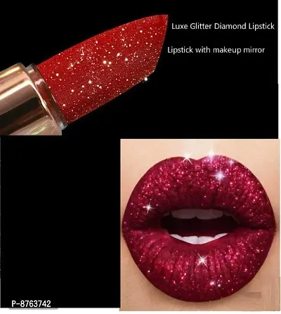 Matte to Glitter Lipstick Long Lasting Diamond Red Glitter Sparkly Waterproof Lipstick Metallic Shimmer you can apply lips and eyes multi use lipstick .-thumb5