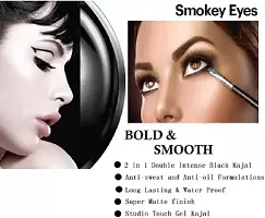 Matte finish Long Lasting Drama Eyestudio Jet Black Gel Kajal /Eyeliner Cake Smooth Creamy  Pressed Powder For Professional Bridal Makeup-thumb1