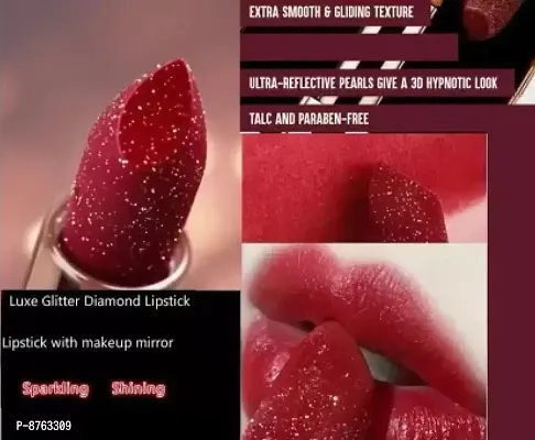 Glitter Lipstick Long Lasting Diamond Red Glitter Sparkly Waterproof Lipstick-thumb2