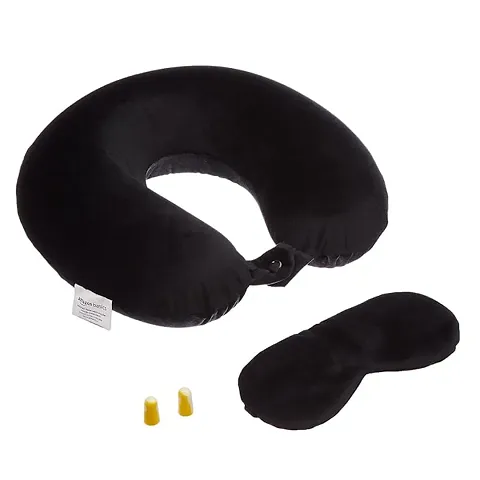 Comfortable Black Cotton Silk Solid Travel Pillows