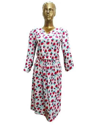Lavennder Women's Sleeve Floral Print Faux Wrap Long Dress (Style 08, X-Large)