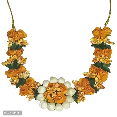 Lavennder Flower GotaPatti Handmade Flower Jewelry set for Women Necklace, Earring, Maang Tikka, Bangles and Ring Set for wedding bridal Haldi Baby Shower, Mehandi Party-thumb2