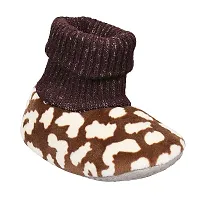 Comfortable Brown Synthetic Printed Booties For Infants-thumb1