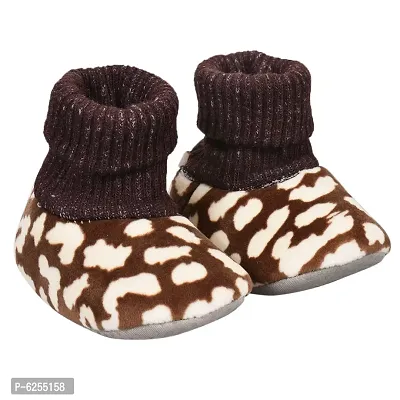 Comfortable Brown Synthetic Printed Booties For Infants-thumb0