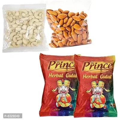 Holi Celebration Combo pack of 1 Badam - 50 Grams , 1 Kaju- 50 Grams,  2 Prince Gulal-thumb0