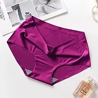 VANILLAFUDGE Multi Color Seamless Panty for Women, No Show Hipsters for Girls Assorted Silk Panties Full Coverage Panty Cotton Silk Seamless Brief Innerwear(Pack of 2)-thumb2