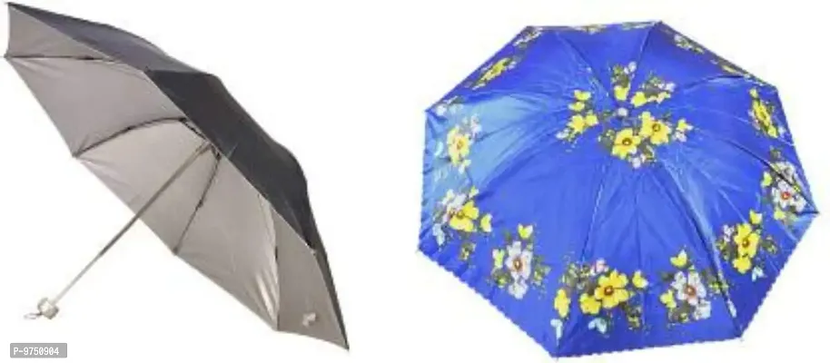 Lavennder Combo of Stylish Foldable Umbrella for Men,Women with Sliver Coating & Steel Frame complete Protection from Rain and Sun Unisex Colorfull Set of Assorted Umbrellas(Color and print May Vary)-thumb0