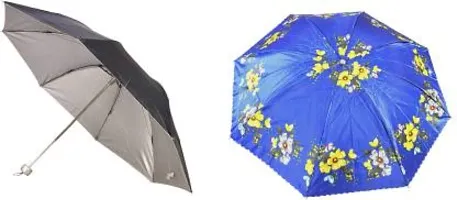 Lavennder Combo of Stylish Foldable Umbrella for Men,Women with Sliver Coating & Steel Frame complete Protection from Rain and Sun Unisex Colorfull Set of Assorted Umbrellas(Color and print May Vary)