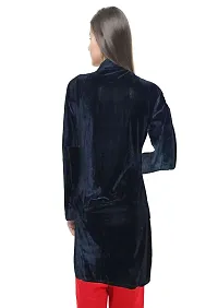 VANILLAFUDGE Womens/Girls Black Winter/Summer Plain Midi Long Velvet Bodycon Dress Full Sleeve Size (S Till XL)-thumb1