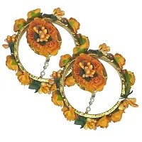 Lavennder Flower GotaPatti Handmade Flower Jewelry set for Women Necklace, Earring, Maang Tikka, Bangles and Ring Set for wedding bridal Haldi Baby Shower, Mehandi Party-thumb4