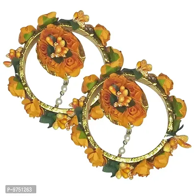 Lavennder Flower GotaPatti Handmade Flower Jewelry set for Women Necklace, Earring, Maang Tikka, Bangles and Ring Set for wedding bridal Haldi Baby Shower, Mehandi Party-thumb5