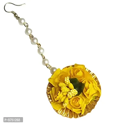 Lavennder Flower GotaPatti Handmade Flower Jewelry set for Women Necklace, Earring, Maang Tikka, Bangles and Ring Set for wedding bridal Haldi Baby Shower, Mehandi Party-thumb4