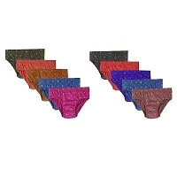 VANILLAFUDGE Women's Cotton Printed,Solid Hipster Brief Underwear Panties Inner Elastic Panty Combo Assorted Colour (Pack of 10) (M, Printed)-thumb2