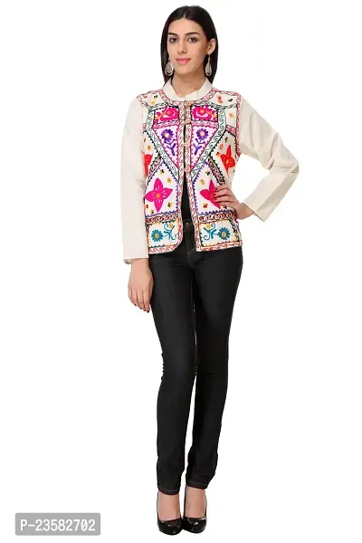 Vanillafudge jacket For Women and Girls|Embroidered jacket in white-thumb0
