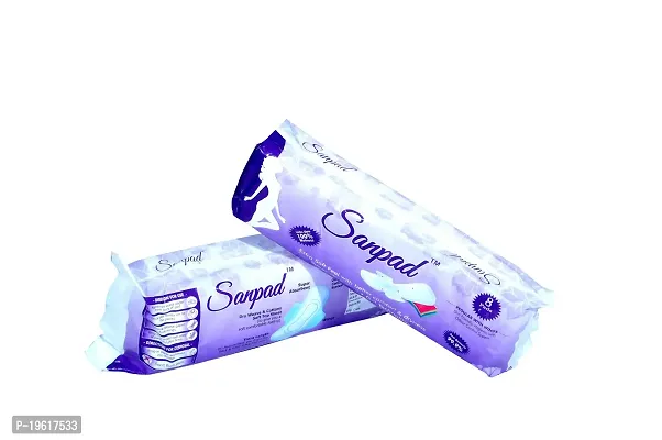 Sanpad Regular Sanitary Pads - 8 Pads, Rash Free, Anti Tan, Skin Friendly, Double Wing Shape, Advanced Leak Protection, Regular, 230mm - 6 Packs (48 Pads)-thumb2