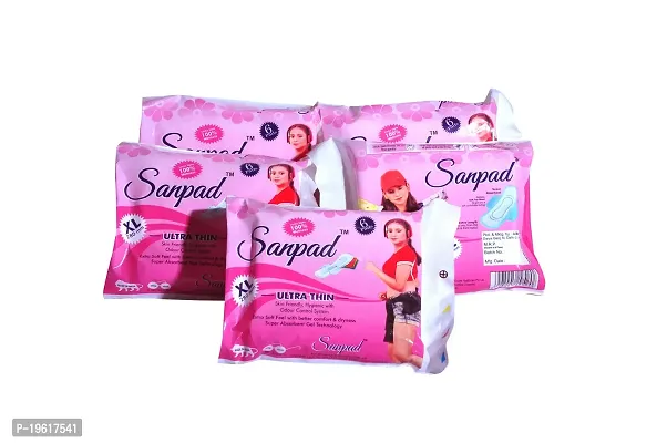 Sanpad XL Ultra Thin Sanitary Pads for Women - 6 Pads, Rash Free, Anti Tan, Skin Friendly, Double Wing Shape, Advanced Leak Protection, X Large, 280mm - 10 Packs (60 Pads)