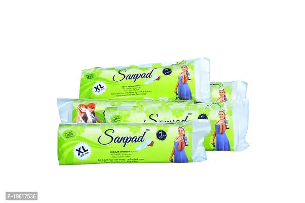 Sanpad XL Sanitary Pads for Women - 7 Pads, Rash Free, Anti Tan, Skin Friendly, Double Wing Shape, Advanced Leak Protection, X Large, 280mm - 6 Packs (42 Pads)
