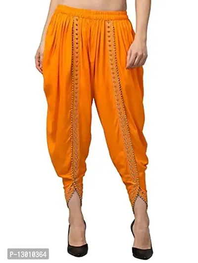 FABOO Women's Solid Cotton Harem Pants, Loose Fit Dhoti, Patiala (Yellow, S)