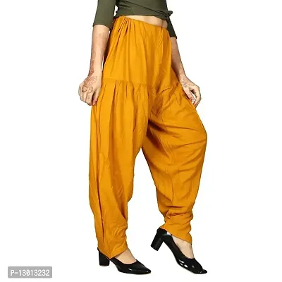 FABOO Women's Regular Fit Cotton Patiyala Salwar/Readymade Salwar (Yellow, L)-thumb2