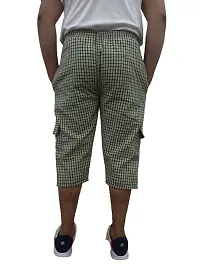 FABOO Men's Cotton Blend Regular Fit Shorts, 3/4th Checkered Capri, Casual, Running Shorts (Yellow, M)-thumb1