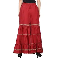 FABOO Women's Cotton Blend Mid Rise Garara/Sharara Palazzo Pants (Maroon, M)-thumb1