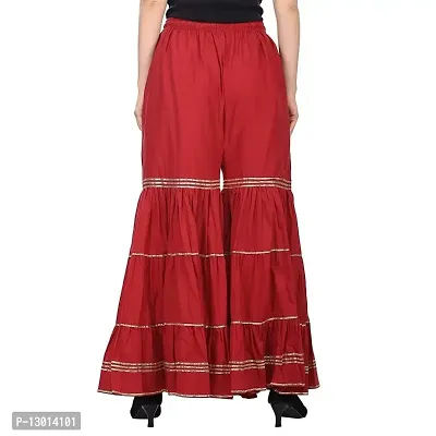 FABOO Women's Cotton Blend Mid Rise Garara/Sharara Palazzo Pants (Maroon, M)-thumb2