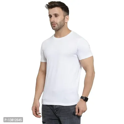 FABOO Cotton Round Neck Half Sleeve Regular Fit T-Shirt (White-B, L)-thumb4