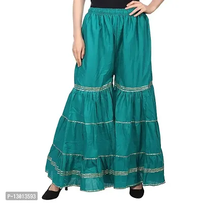 FABOO Women's Cotton Blend Mid Rise Garara/Sharara Palazzo Pants (Rama, S)-thumb0