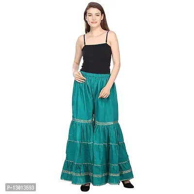 FABOO Women's Cotton Blend Mid Rise Garara/Sharara Palazzo Pants (Rama, S)-thumb5