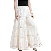 FABOO Women's Cotton Blend Mid Rise Garara/Sharara Palazzo Pants (White2, XL)-thumb1