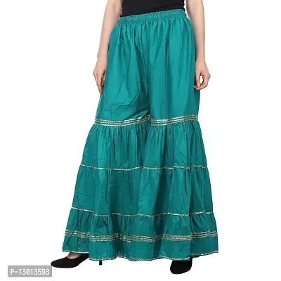 FABOO Women's Cotton Blend Mid Rise Garara/Sharara Palazzo Pants (Rama, S)-thumb4