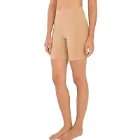 FABOO Women's Cotton Blend Cycling Shorts, Soft and Skinny Cycling, Yoga, Casual Shorts for Girls (Beige, S)-thumb2