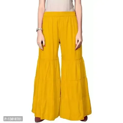 FABOO Women's Cotton Blend Mid Rise Garara/Sharara Palazzo Pants (Yellow, L)