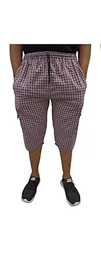 Men's Checkered 3/4 Capri, Shorts, Blue- Pack-of -3