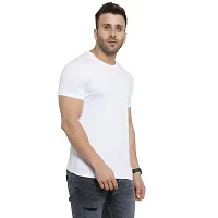 FABOO Cotton Round Neck Half Sleeve Regular Fit T-Shirt (White-B, L)-thumb2