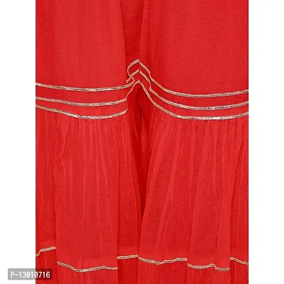 FABOO Women's Cotton Blend Mid Rise Garara/Sharara Palazzo Pants (Red1, XXL)-thumb5