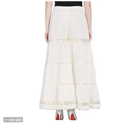 FABOO Women's Cotton Blend Mid Rise Garara/Sharara Palazzo Pants (White1, M)-thumb2