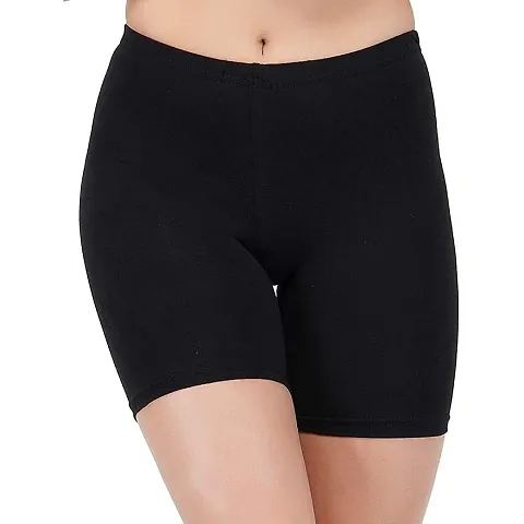 Women Girls Cycling Shorts (Black Lycra Yoga- Cycling Shorts_Black_14-15 Years)