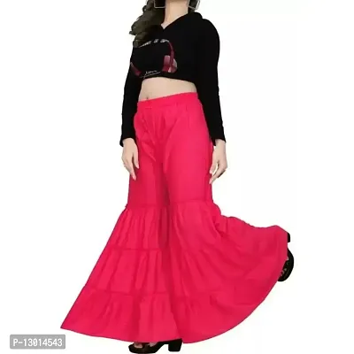 FABOO Women's Cotton Blend Mid Rise Garara/Sharara Palazzo Pants (Pink, S)-thumb3