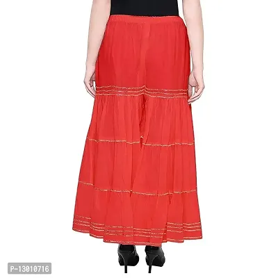 FABOO Women's Cotton Blend Mid Rise Garara/Sharara Palazzo Pants (Red1, XXL)-thumb2