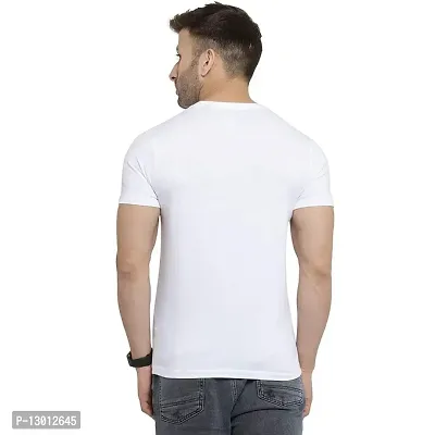 FABOO Cotton Round Neck Half Sleeve Regular Fit T-Shirt (White-B, L)-thumb2