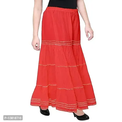 FABOO Women's Cotton Blend Mid Rise Garara/Sharara Palazzo Pants (Red1, XXL)-thumb3