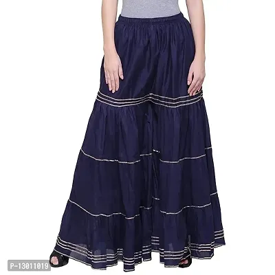 FABOO Women's Cotton Blend Mid Rise Garara/Sharara Palazzo Pants (Navy, XL)