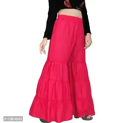 FABOO Women's Cotton Blend Mid Rise Garara/Sharara Palazzo Pants (Pink, S)