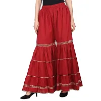 FABOO Women's Cotton Blend Mid Rise Garara/Sharara Palazzo Pants (Maroon, M)-thumb3