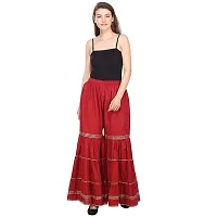 FABOO Women's Cotton Blend Mid Rise Garara/Sharara Palazzo Pants (Maroon, M)-thumb4