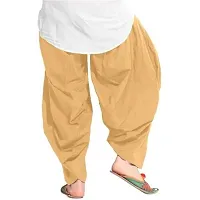 FABOO Women's Regular Fit Cotton Patiyala Salwar/Readymade Salwar (Beige-Yellow, S)-thumb1