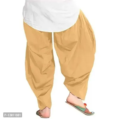 FABOO Women's Regular Fit Cotton Patiyala Salwar/Readymade Salwar (Beige-Yellow, S)-thumb2